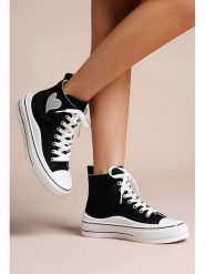 Foreverfolie Sneakersy w kolorze czarnym rozmiar: 37. Czarne trampki Foreverfolie, z aplikacjami, za kostkę, bez zapięcia. Za 101.23 zł.