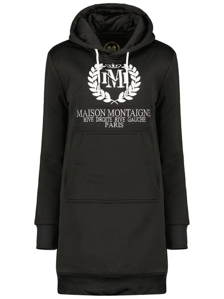Maison Montaigne Sukienka dresowa "Giqueen" w kolorze czarnym rozmiar: S. Czarne sukienki Maison Montaigne, s, bez wzorów, z dresówki, bez kołnierzyka, bez ramiączek, mini. Za 96.37 zł.