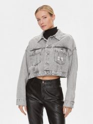 Calvin Klein Jeans Kurtka jeansowa J20J222467 Szary Oversize. Szare kurtki Calvin Klein Jeans, l, bez wzorów, z bawełny, bez kaptura. Za 519.99 zł.