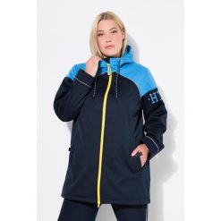 Damskie Długa kurtka softshell hydrofobowa 2-kierunkowy zamek błyskawiczny. Niebieskie kurtki sportowe Ulla Popken, plus size, bez wzorów, z materiału, bez kaptura, trekkingowe. Za 599.99 zł.