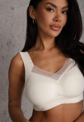 Biały Sportowy Biustonosz z Usztywnieniem Ozdobiony Siateczkową Wstawką Edalissa. Białe bielizna sportowa Renee, l, bez wzorów. Za 24.99 zł.