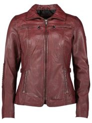 HIS Skórzana kurtka w kolorze bordowym rozmiar: 40. Czerwone kurtki HIS, bez wzorów, ze skóry, bez kaptura. Za 615.45 zł.