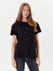Liu Jo T-Shirt MF5412 JS923 Czarny Regular Fit. Czarne t-shirty Liu Jo, s, bez wzorów, z bawełny, bez kołnierzyka, bez ramiączek. Za 319.99 zł.