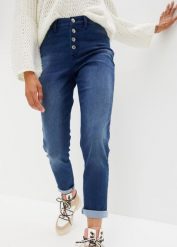 Dżinsy ocieplane, z miękką spodnią stroną, Boyfriend. Niebieskie jeansy bonprix, bez wzorów. Za 154.99 zł.