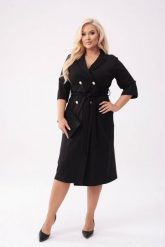 Elegancka czarna żakietowa sukienka Mariposa z ołówkowym dołem PLUS SIZE XXL OVERSIZE. Czarne sukienki Moda Size Plus Iwanek, do pracy, l, bez wzorów, z elastanu, biznesowe, bez kołnierzyka, plus size, bez ramiączek, mini, dopasowane. W wyprzedaży za 199.90 zł.