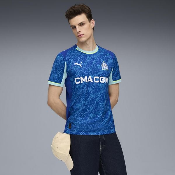 Koszulka piłkarska Puma Olympique de Marseille 25/26 Trzecia. Bluzki Puma, xl, bez wzorów, z materiału, sportowe, bez kołnierzyka, bez ramiączek. Za 419.99 zł.