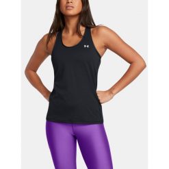Tank top treningowy damski Under Armour HeatGear Armour Racer. Czarne topy Under Armour, xl, bez wzorów, z meshu, bez kołnierzyka, bez ramiączek. Za 93.99 zł.