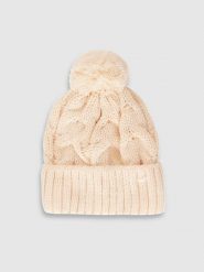 4F Czapka zimowa z dodatkiem wełny damska - beżowa M. Brązowe czapki 4f, bez wzorów, z wełny. Za 89.99 zł.