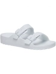 Klapki damskie Scholl Bahia EVA. Białe klapki Scholl, bez wzorów, z materiału, bez obcasa. Za 169.99 zł.