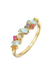 Elli PREMIUM Damski kolorowy glamour z peridotem, topazem i kamieniem księżycowym w pozłacanym srebrze próby 925 Sterling Silver Pierścionki 1 ct. Szare pierścionki Elli PREMIUM, z cytrynem, pozłacane. Za 368.99 zł.