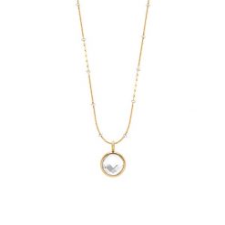 Naszyjnik z białym kryształem na łańcuszku Sublime z emalią pozłacany. Żółte naszyjniki Lilou, pozłacane. Za 258.00 zł.