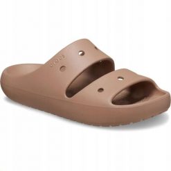 Klapki Dla Dorosłych Crocs Classic V2 Sandal. Niebieskie klapki Crocs, bez wzorów, z materiału, bez obcasa. Za 135.99 zł.