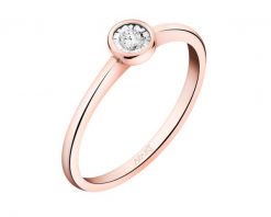 Pierścionek z różowego i białego złota z brylantem - 0,05 ct - próba 375. Białe pierścionki Apart, z brylantem, złote. Za 1,290.00 zł.