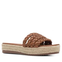 Espadryle DeeZee. Brązowe espadryle DeeZee, bez wzorów, bez obcasa, bez zapięcia. Za 129.99 zł.