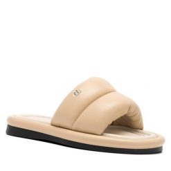 Klapki GINO ROSSI. Brązowe klapki Gino Rossi, bez wzorów, bez obcasa. Za 369.99 zł.