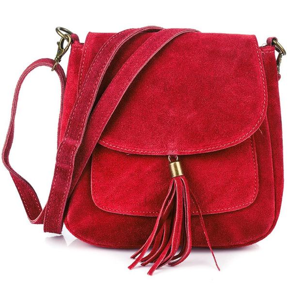 Listonoszka skórzana czerwona X40. Czerwone torebki klasyczne bez wzorów, z materiału, duże, zamszowe, bez dodatków. Za 109.90 zł.