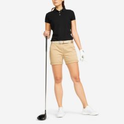 Spodenki do golfa chino damskie Inesis MW500. Brązowe spódnice INESIS, l, bez wzorów, z bawełny, sportowe, sportowe. Za 69.99 zł.