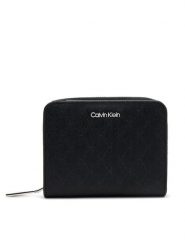 Calvin Klein Mały Portfel Damski Ck Must Medium Zip Around_Mono K60K612942 Czarny. Czarne portfele Calvin Klein, bez wzorów, ze skóry. Za 149.99 zł.