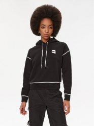 KARL LAGERFELD Bluza Ikonik 2.0 235W1816 Czarny Regular Fit. Czarne bluzy KARL LAGERFELD, xl, bez wzorów, z bawełny, bez kaptura. Za 539.99 zł.