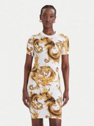 Versace Jeans Couture Sukienka codzienna 80HAO939 JS553 Biały Slim Fit. Białe sukienki Versace Jeans Couture, na co dzień, xs, bez wzorów, z bawełny, bez kołnierzyka, bez ramiączek, proste. Za 1,009.00 zł.