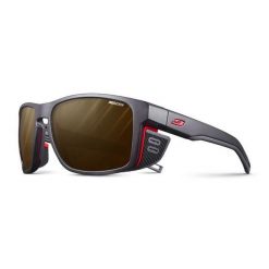 Okulary przeciwsłoneczne w góry JULBO SHIELD czarne fotochrom kat.2-4. Brązowe okulary przeciwsłoneczne JULBO, bez wzorów, sportowe. Za 950.00 zł.