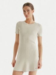 Calvin Klein Jeans Sukienka dzianinowa LV047F325G Beżowy Slim Fit. Brązowe sukienki Calvin Klein Jeans, xxl, bez wzorów, z bawełny, bez kołnierzyka, bez ramiączek. Za 489.99 zł.