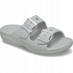 Klapki Dla Dorosłych Crocs Saturday Metallic Buckle. Brązowe klapki Crocs, bez wzorów, z materiału, bez obcasa. Za 199.99 zł.