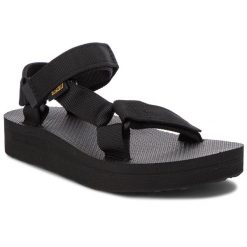 Sandały Teva. Czarne sandały Teva, bez wzorów, sportowe, bez obcasa, bez zapięcia. Za 249.99 zł.