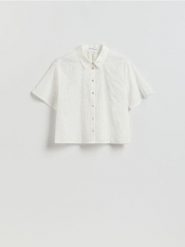 Ażurowa koszula - biały. Białe koszule Reserved, l, w ażurowe wzory, z bawełny, bez kołnierzyka, bez ramiączek. Za 109.99 zł.