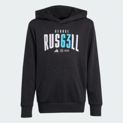 Bluza z kapturem Mercedes - AMG Petronas Formula One Team George Russell. Czarne bluzy Adidas, m, bez wzorów, z bawełny, z kapturem. Za 259.00 zł.
