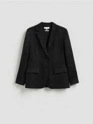 Marynarka z lnem - czarny. Czarne marynarki i żakiety Reserved, l, bez wzorów, z lyocellu. Za 299.99 zł.