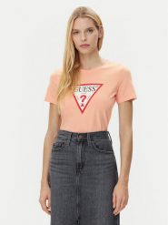 Guess T-Shirt W1YI1B I3Z14 Koralowy Regular Fit. Pomarańczowe t-shirty Guess, xl, z aplikacjami, z bawełny, bez kołnierzyka, bez ramiączek. Za 99.99 zł.