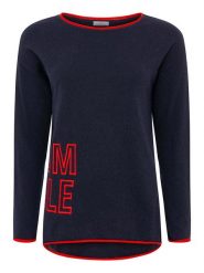 Zwillingsherz Sweter "Smile" w kolorze granatowym rozmiar: XL. Niebieskie swetry Zwillingsherz, xl, bez wzorów, z kaszmiru, bez ramiączek. Za 180.49 zł.