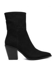 JENNY Botki CEO-HY23222S-1 Czarny. Czarne botki Jenny, bez wzorów, z materiału, bez obcasa, na słupku, bez zapięcia. Za 179.99 zł.