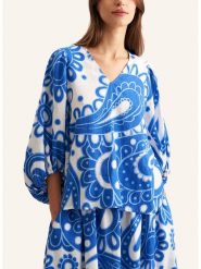 Seidensticker Bluzka w kolorze niebiesko-białym rozmiar: 36. Białe bluzki Seidensticker, bez wzorów, bez kołnierzyka, bez ramiączek. Za 211.81 zł.