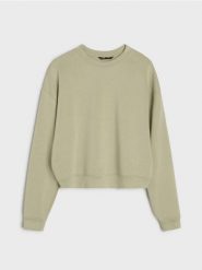 Bluza crewneck basic - khaki. Brązowe bluzy Sinsay, l, bez wzorów, z dzianiny, bez kaptura. Za 45.99 zł.