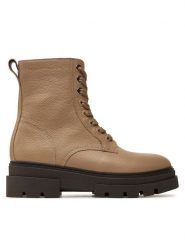 Tommy Hilfiger Trzewiki Bicolor Leather Lace-Up FW0FW08160 Beżowy. Brązowe botki TOMMY HILFIGER, bez wzorów, ze skóry, bez obcasa, na płaskiej podeszwie, bez zapięcia. Za 469.99 zł.