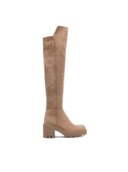 DeeZee Kozaki MORGANE WS5596-30 Beżowy. Brązowe kozaki DeeZee, z materiału, bez obcasa, na słupku, bez zapięcia. Za 159.99 zł.