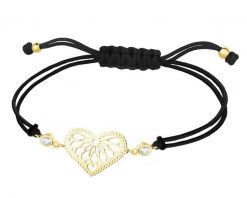 Bransoletka z cyrkoniami i elementami z żółtego złota - serce. Żółte bransoletki Apart, z cyrkonią, złote. Za 1,299.00 zł.