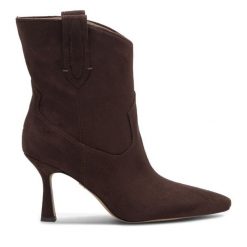 Botki Nine West. Brązowe botki Nine West, bez wzorów, bez obcasa, na szpilce, bez zapięcia. Za 139.99 zł.