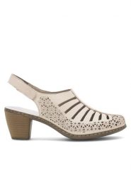 Rieker Półbuty 40959-60 Beżowy. Brązowe czółenka Rieker, bez wzorów, ze skóry, bez obcasa, na obcasie, bez zapięcia. Za 299.99 zł.