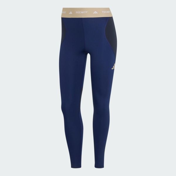 Legginsy do ćwiczeń TECHFIT Color Block 7/8. Czarne legginsy Adidas, l, bez wzorów, z elastanu, z podwyższonym stanem. Za 219.00 zł.