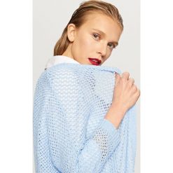 Ażurowy kardigan - Niebieski. Niebieskie kardigany Reserved, m, w ażurowe wzory. Za 79.99 zł.