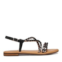 Sandały Geox. Czarne sandały Geox, bez wzorów, bez obcasa, na płaskiej podeszwie, bez zapięcia. Za 389.99 zł.