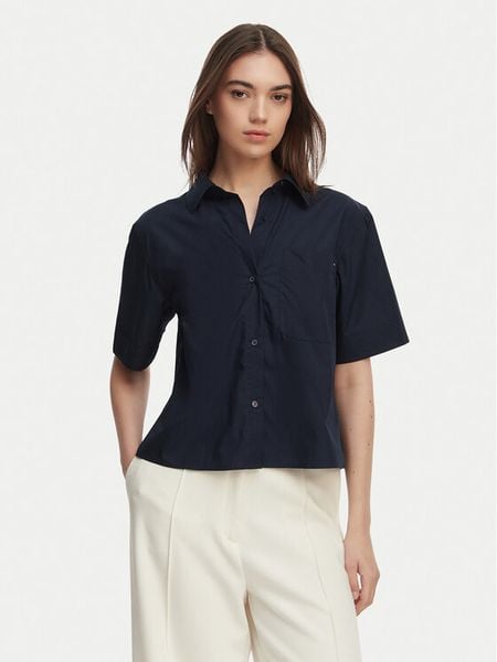 Tommy Hilfiger Koszula WW0WW48899 Granatowy Relaxed Fit. Niebieskie koszule TOMMY HILFIGER, l, bez wzorów, z bawełny, bez kołnierzyka, bez ramiączek. Za 239.99 zł.