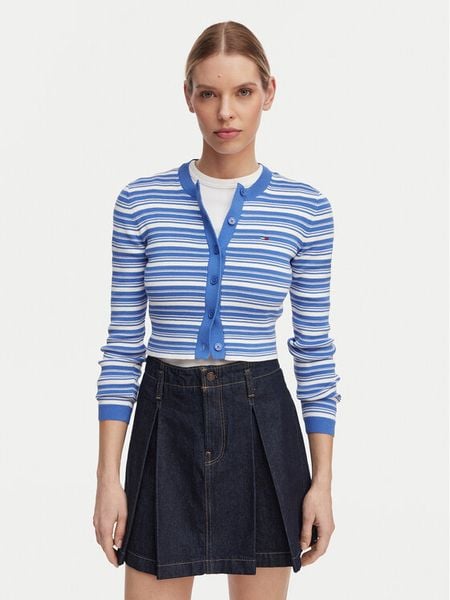 Tommy Jeans Kardigan DW0DW22314 Niebieski Slim Fit. Niebieskie kardigany Tommy Jeans, s, bez wzorów, z bawełny. Za 267.99 zł.