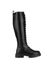 DeeZee Kozaki WS5865-26 Czarny. Czarne kozaki DeeZee, z materiału, bez obcasa, na płaskiej podeszwie, bez zapięcia. Za 229.99 zł.