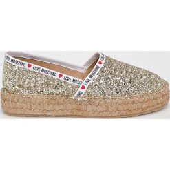 Love Moschino - Espadryle. Żółte espadryle Love Moschino, bez wzorów, z materiału, bez obcasa, na platformie, bez zapięcia. W wyprzedaży za 349.90 zł.