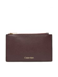 Calvin Klein Duży Portfel Damski Foil Logo Top Zip Cardcase LV04F1090G Bordowy. Czerwone portfele Calvin Klein, bez wzorów, ze skóry. Za 259.99 zł.