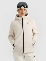 4F Kurtka narciarska membrana 5000 damska - beżowa L. Brązowe kurtki narciarskie 4f, l, bez wzorów, z materiału, bez kaptura, narciarskie. Za 349.99 zł.